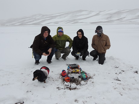 A picture of the robotics team at Great Sand Dunes during the State Robotics Challenge in April 2016