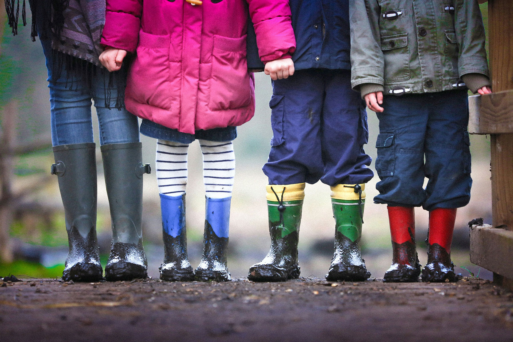 kids with rain boots