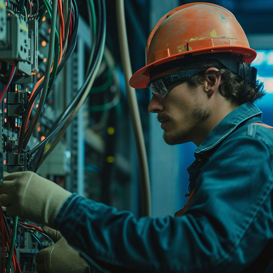 electrician working on panel