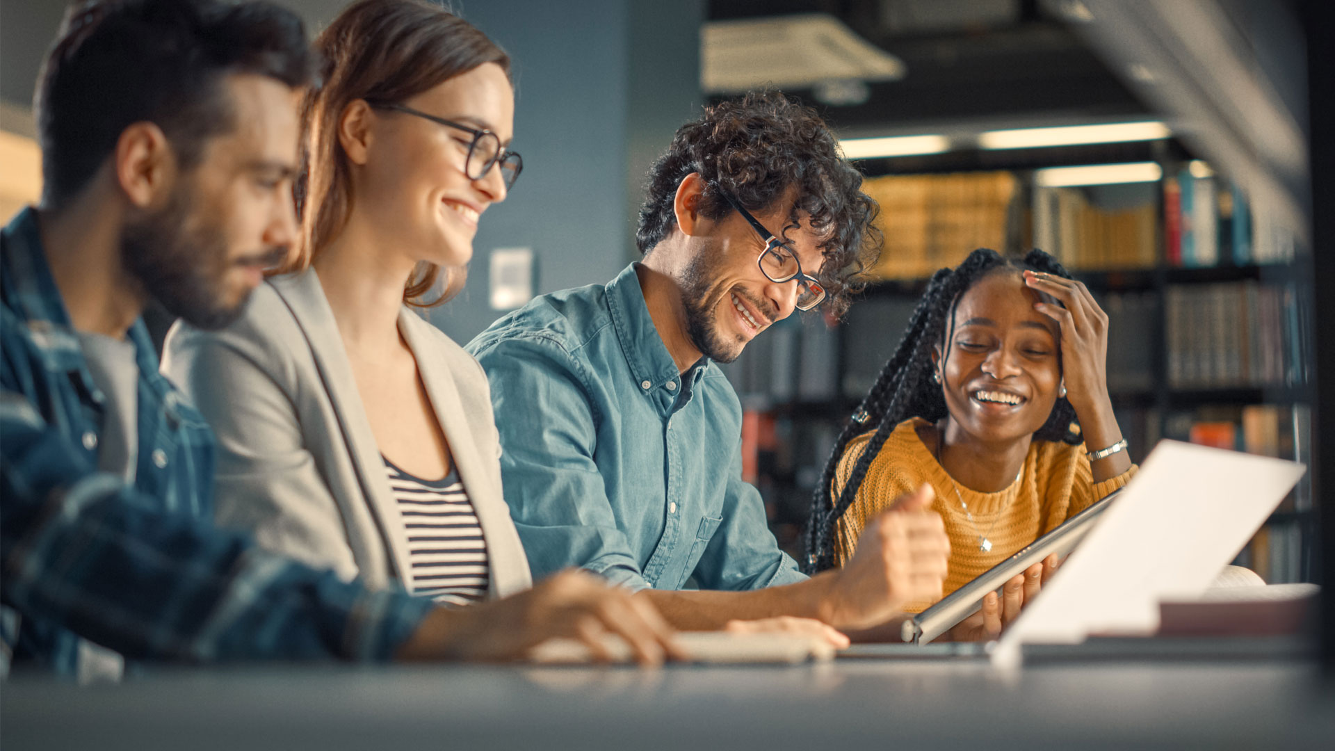 students in front of computer