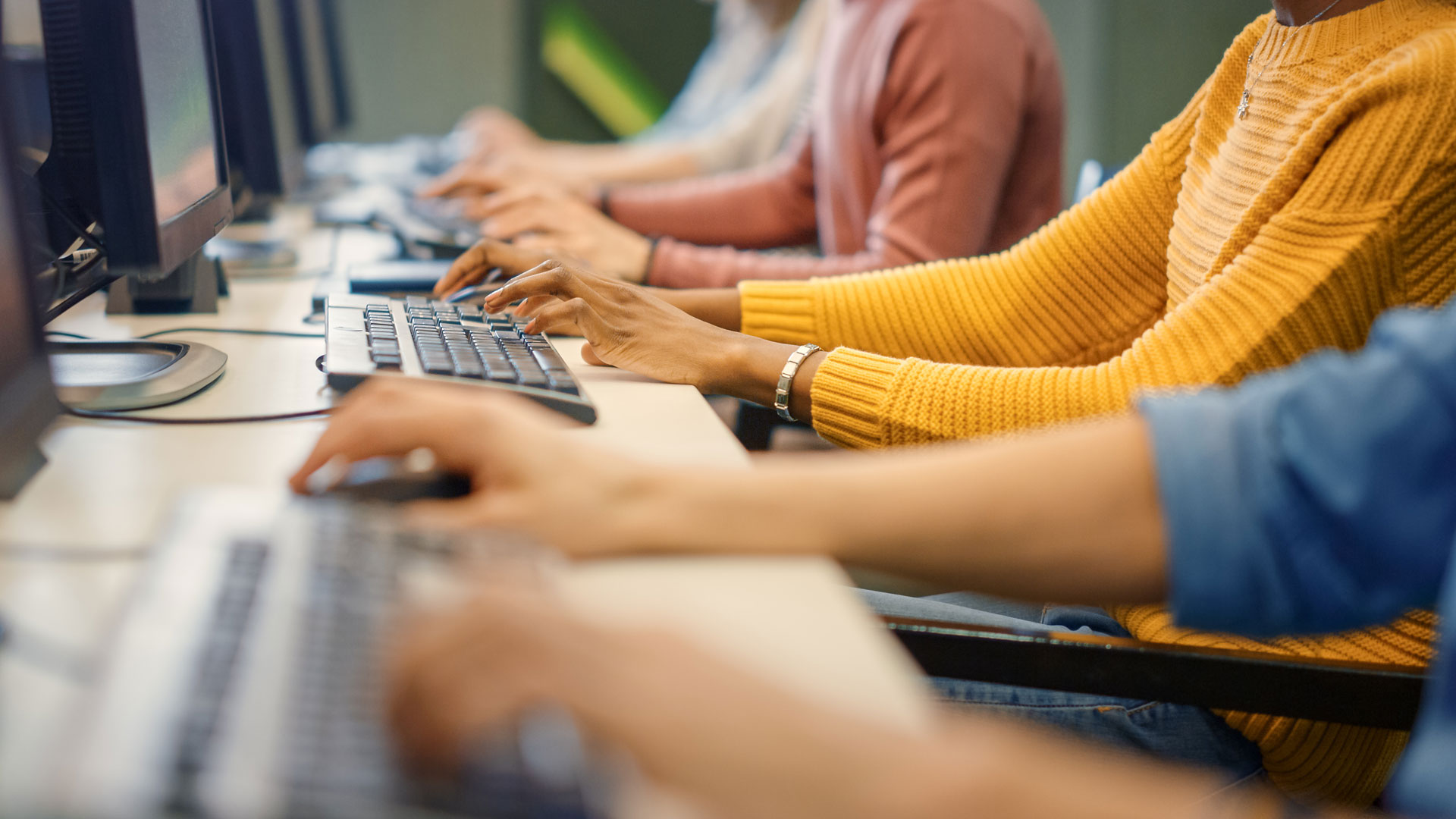 students on computers