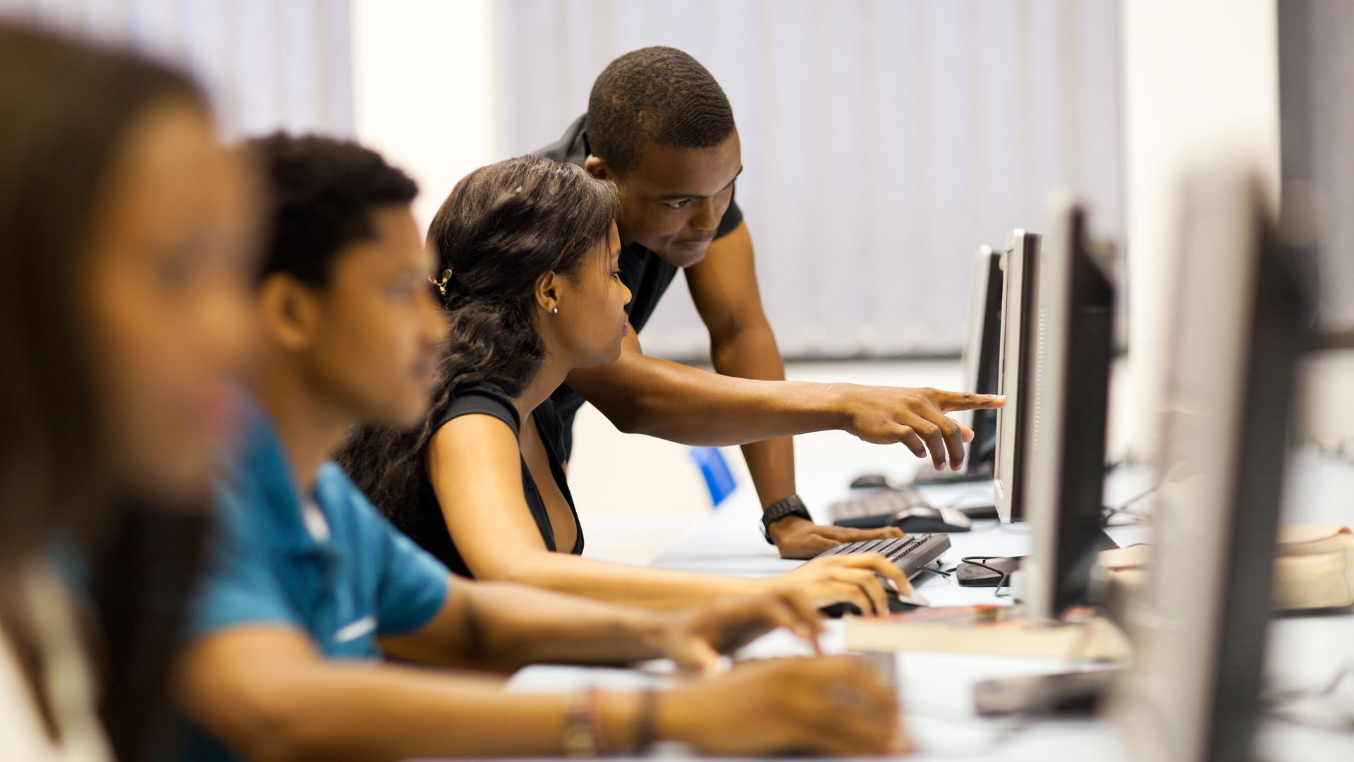 Students using computers