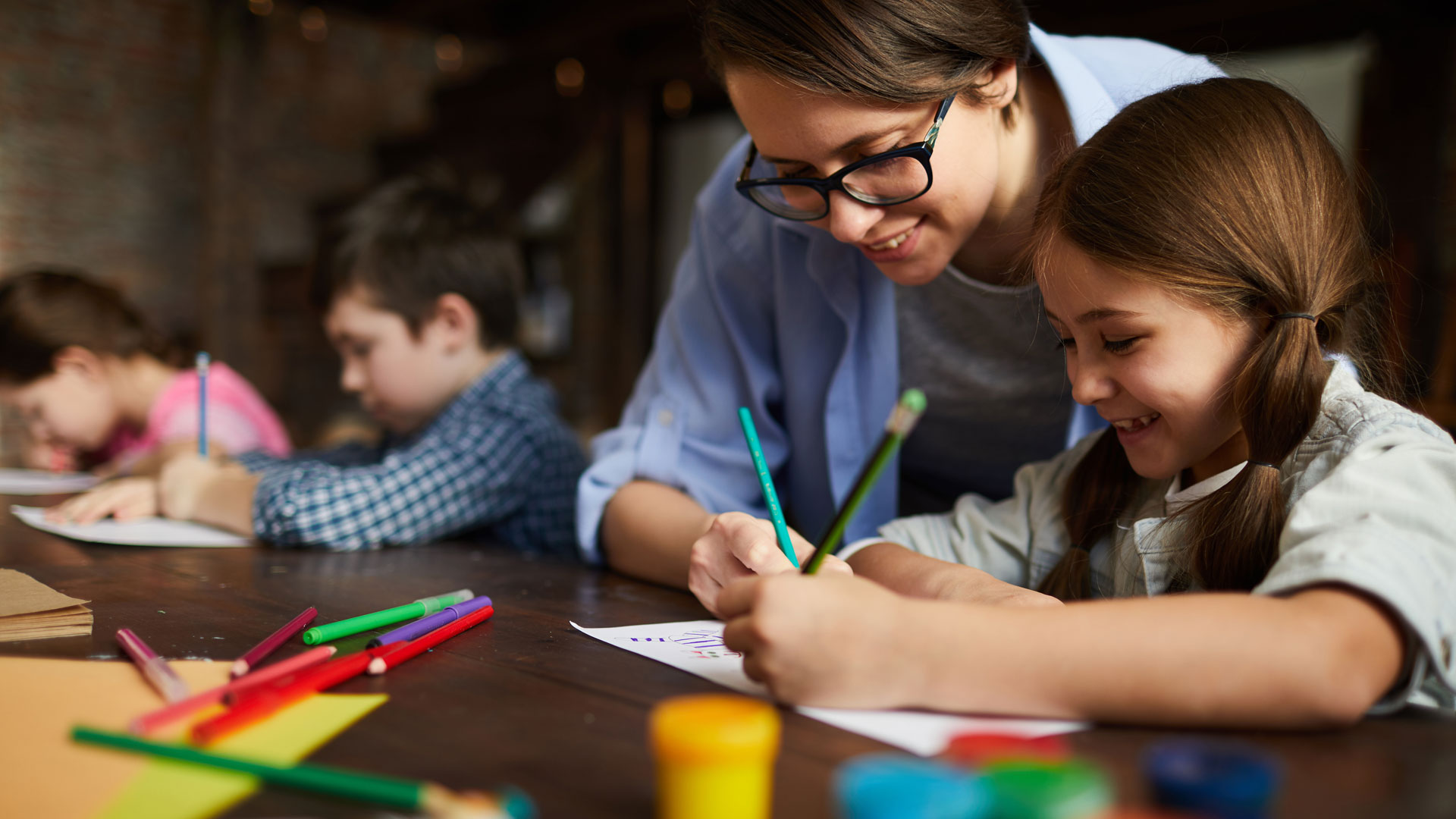 Children at a table