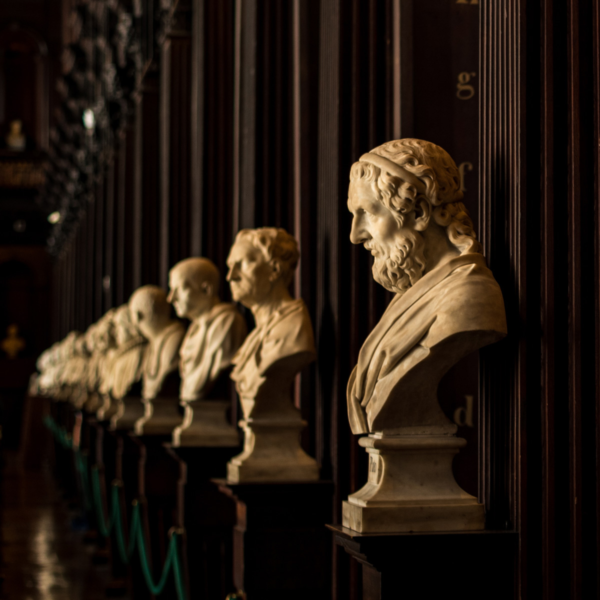 Bust of Plato in Long Room of Trinity College Old Library in Dublin