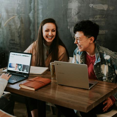 students at table