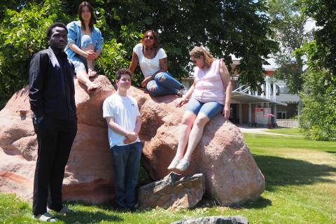 students outside main entrance at RRCC