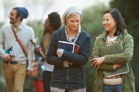 Students walking outside